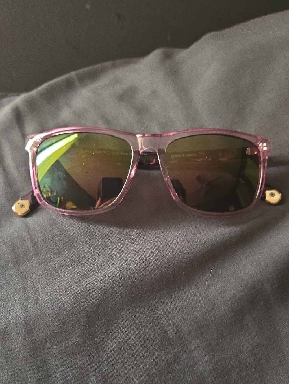 Pink Transparent Frame Sunglasses with Mirrored Lenses
